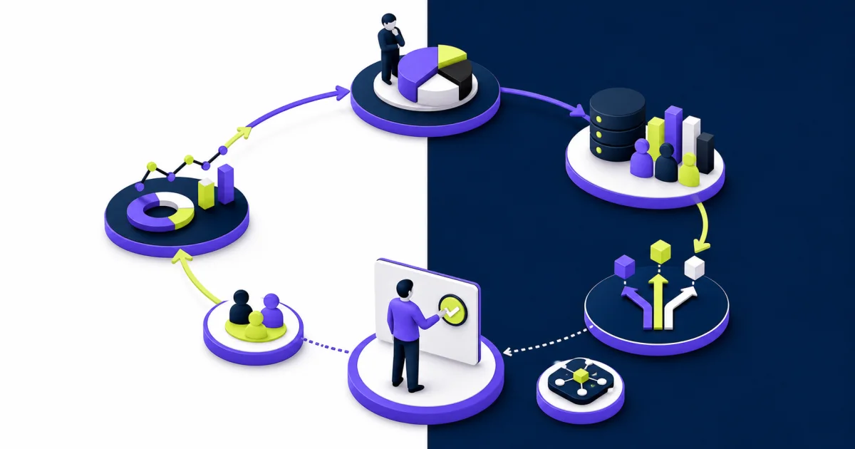 Governed workforce decision cycle linking business priorities, workforce data, scenarios, human approval, and measured outcomes.