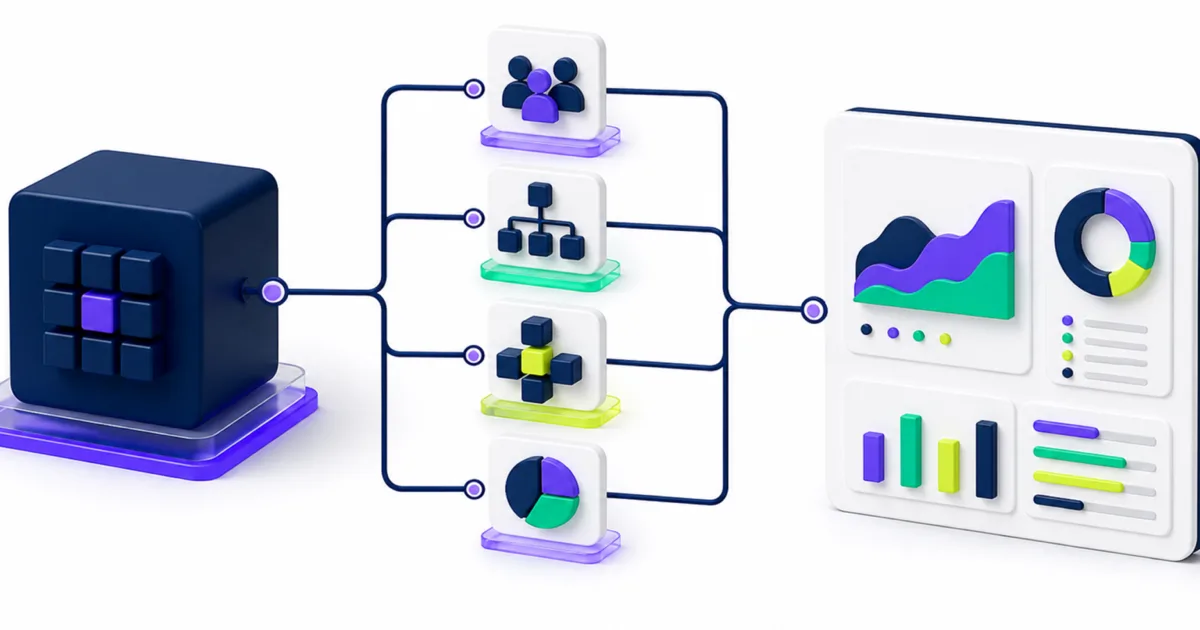 Workday reporting data relationships connecting a primary business object with related objects and report output.