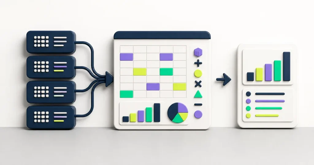 Workday Worksheets model combining governed report data, formulas, and decision-ready analysis.